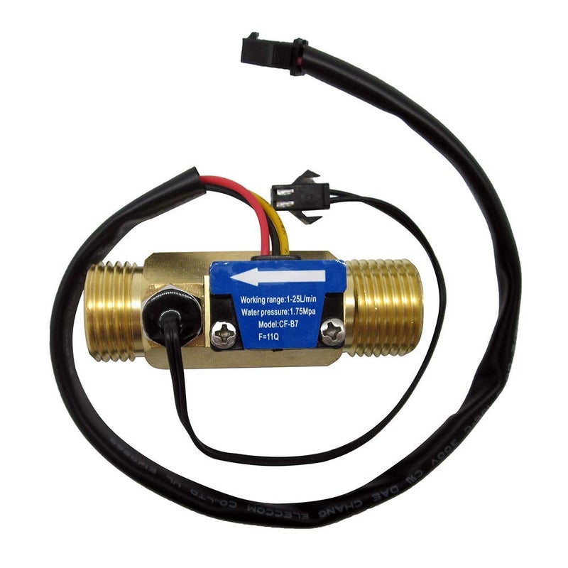 DIGITEN CF-B7ZJ SENSTREE G1/2 inch Male Thread Brass Water Flow Sensor, Hall Effect Sensor Switch Flow Meter Flowmeter Counter with Temperature Sensor 1-25L/min - Image 1